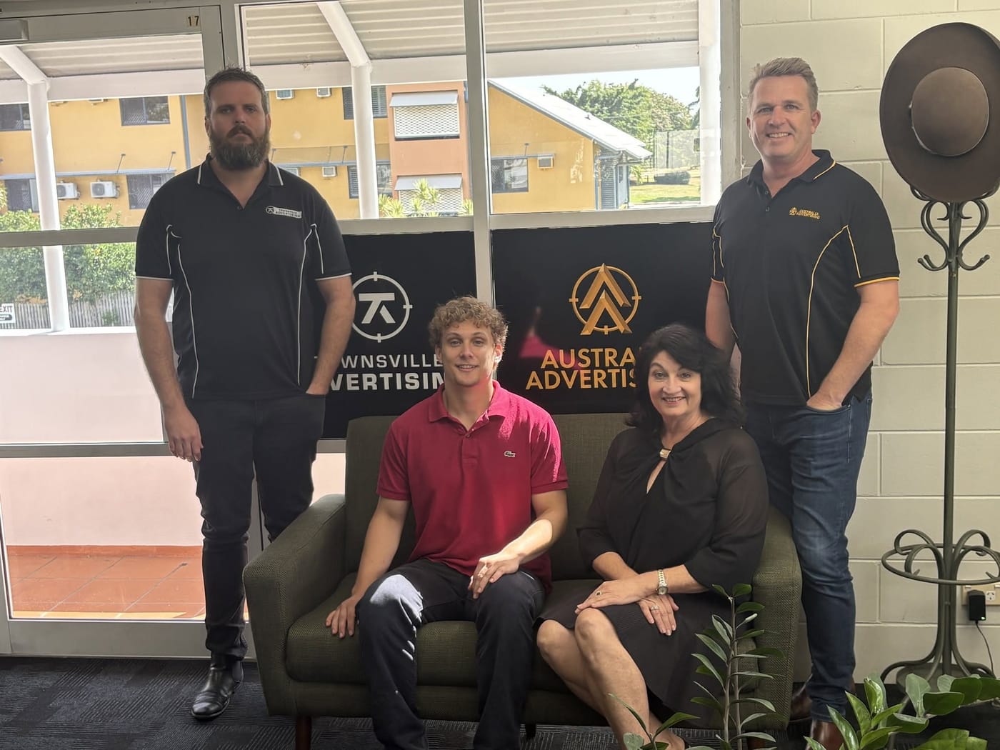 Tim Axton, Charlie Maruff, Lianne Scott and Ray Mercer in the Australia Advertising office in Belgian Gardens, Townsville